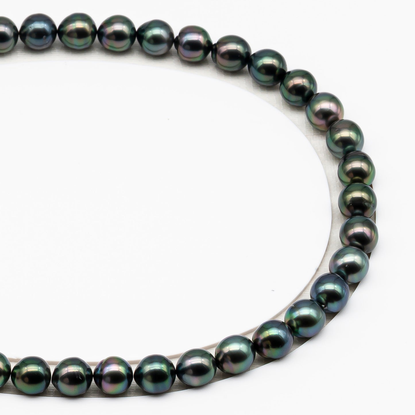 9-10mm Tahitian Pearl in Full Strand (No Hole), Natural Colors with High Luster, Temporarily Strung Pearls for Jewelry Making, SKU # 3189TH