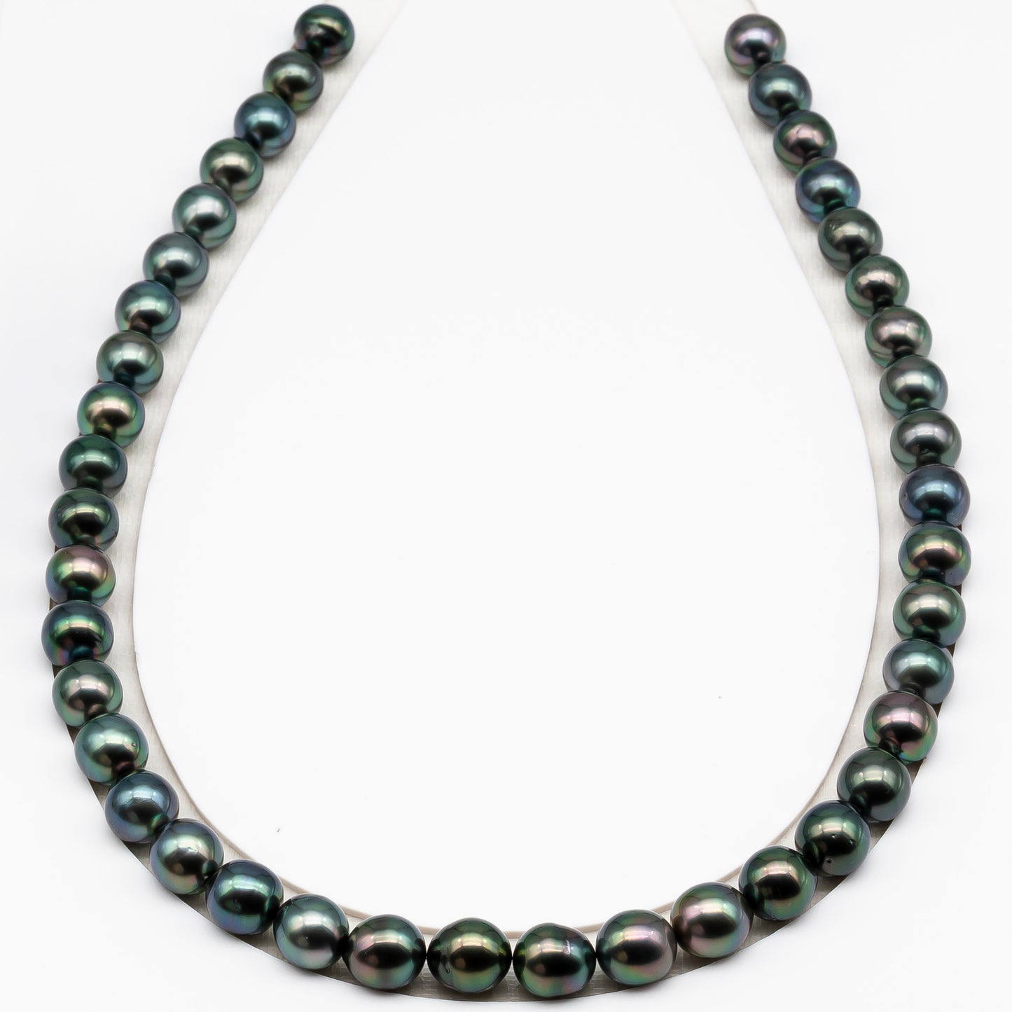 9-10mm Tahitian Pearl in Full Strand (No Hole), Natural Colors with High Luster, Temporarily Strung Pearls for Jewelry Making, SKU # 3189TH