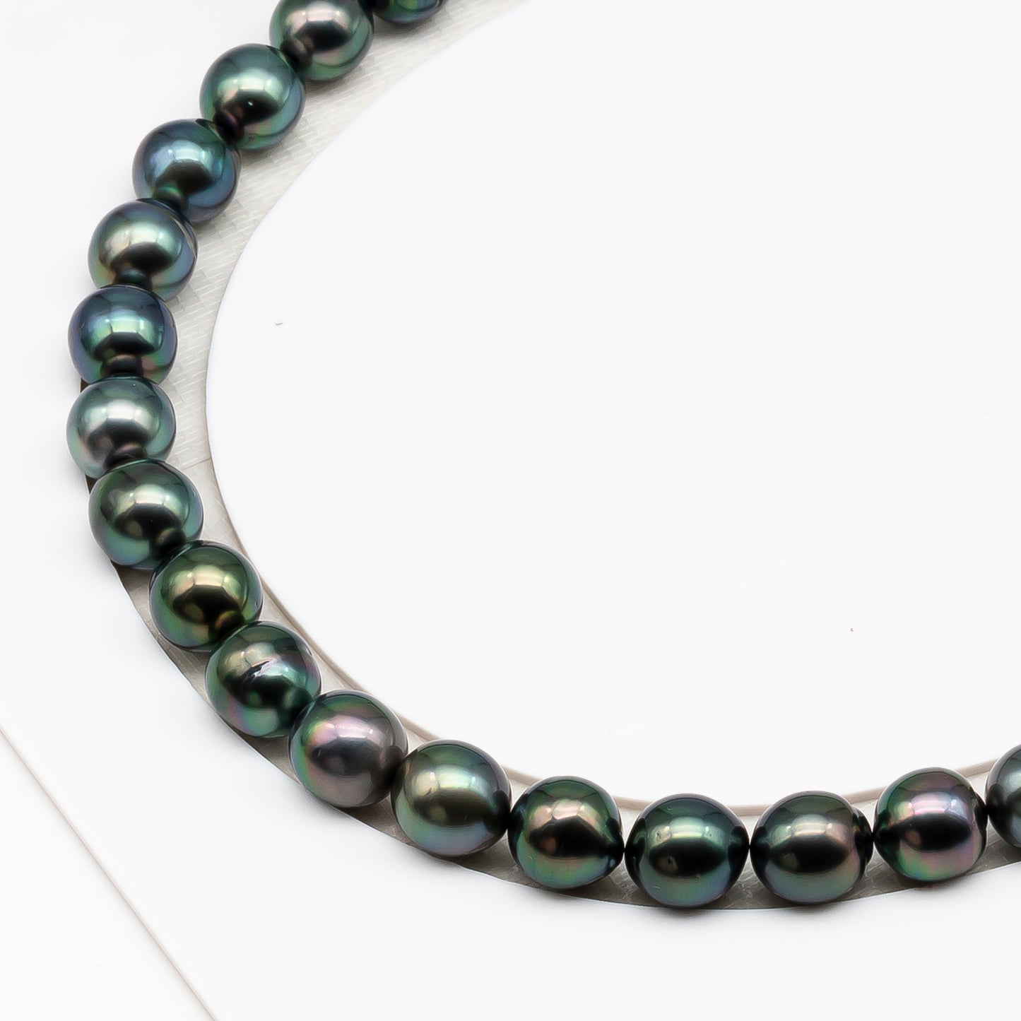 9-10mm Tahitian Pearl in Full Strand (No Hole), Natural Colors with High Luster, Temporarily Strung Pearls for Jewelry Making, SKU # 3189TH