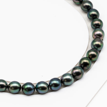9-10mm Tahitian Pearl in Full Strand (No Hole), Natural Colors with High Luster, Temporarily Strung Pearls for Jewelry Making, SKU # 3189TH
