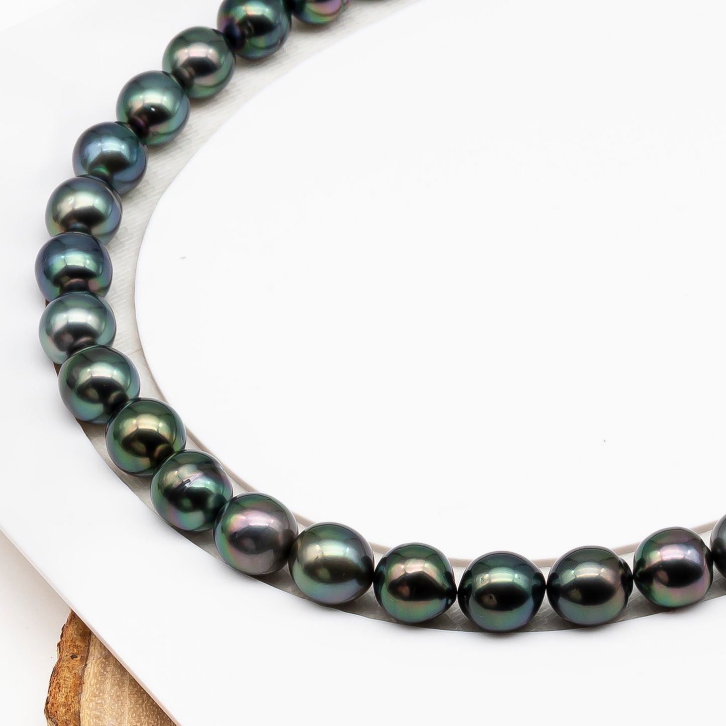 9-10mm Tahitian Pearl in Full Strand (No Hole), Natural Colors with High Luster, Temporarily Strung Pearls for Jewelry Making, SKU # 3189TH