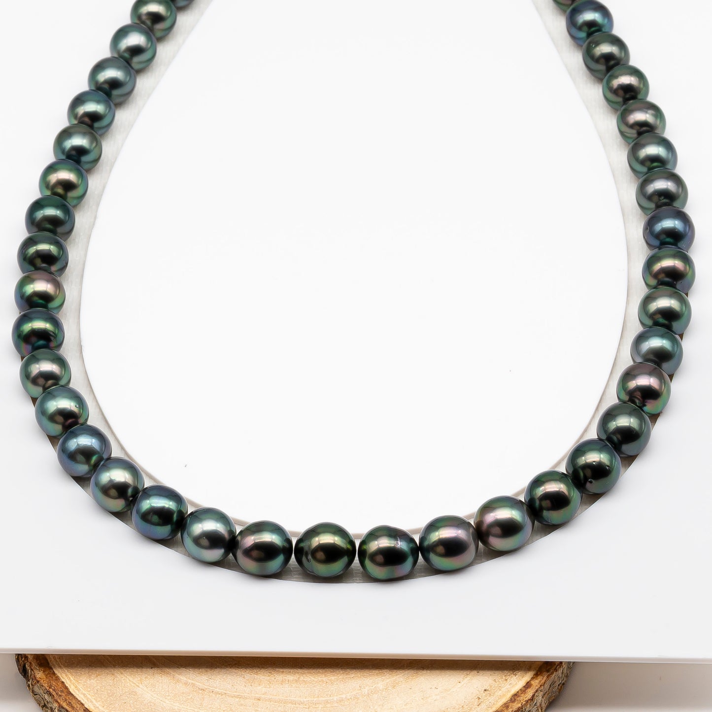 9-10mm Tahitian Pearl in Full Strand (No Hole), Natural Colors with High Luster, Temporarily Strung Pearls for Jewelry Making, SKU # 3189TH