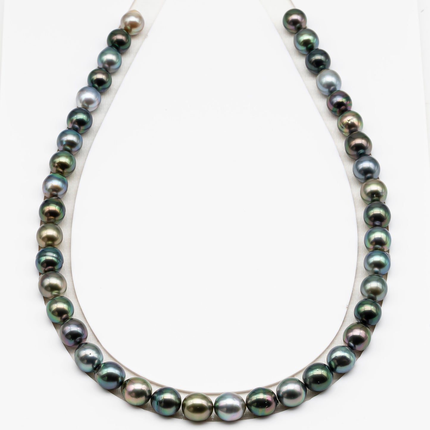 9-10mm Tahitian Pearl in Full Strand (No Hole), Natural Colors with High Luster, Temporarily Strung Pearls for Jewelry Making, SKU # 3190TH