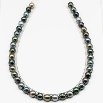 9-10mm Tahitian Pearl in Full Strand (No Hole), Natural Colors with High Luster, Temporarily Strung Pearls for Jewelry Making, SKU # 3190TH