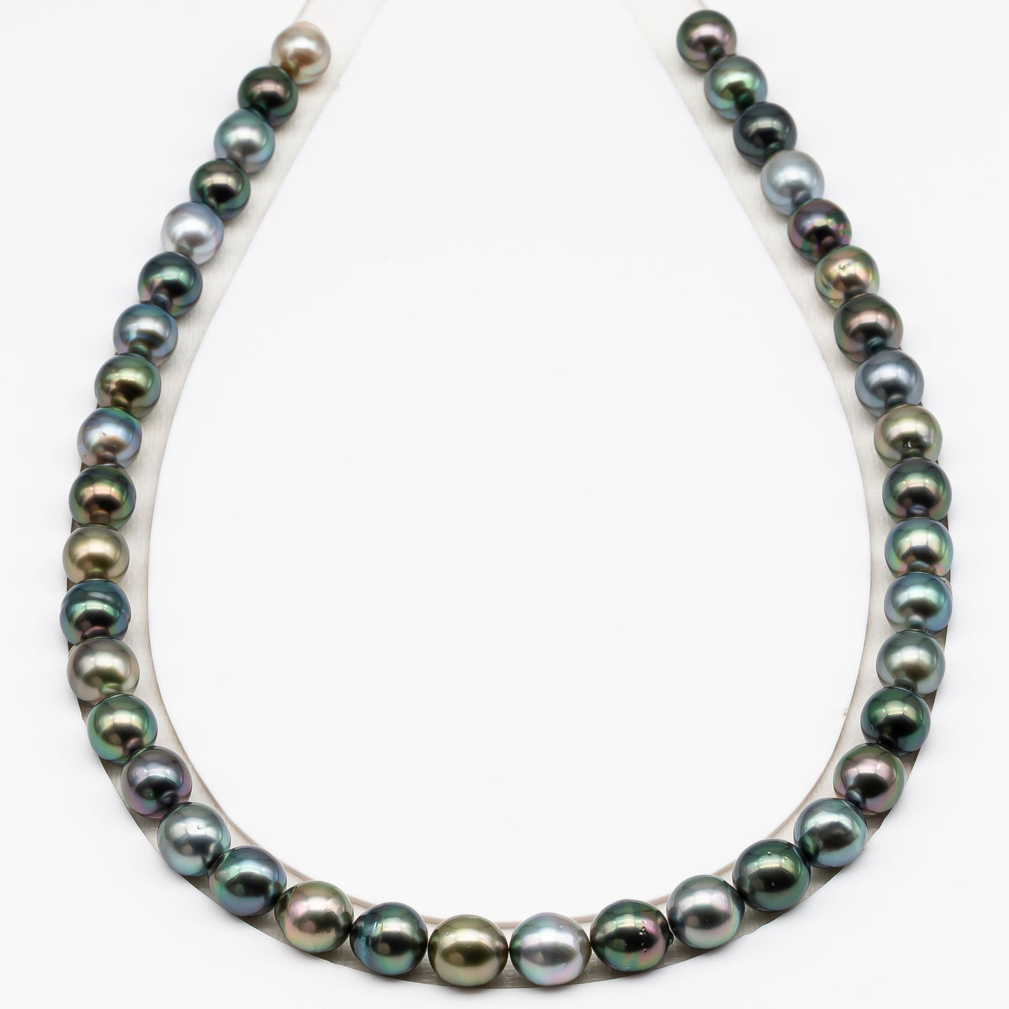 9-10mm Tahitian Pearl in Full Strand (No Hole), Natural Colors with High Luster, Temporarily Strung Pearls for Jewelry Making, SKU # 3190TH