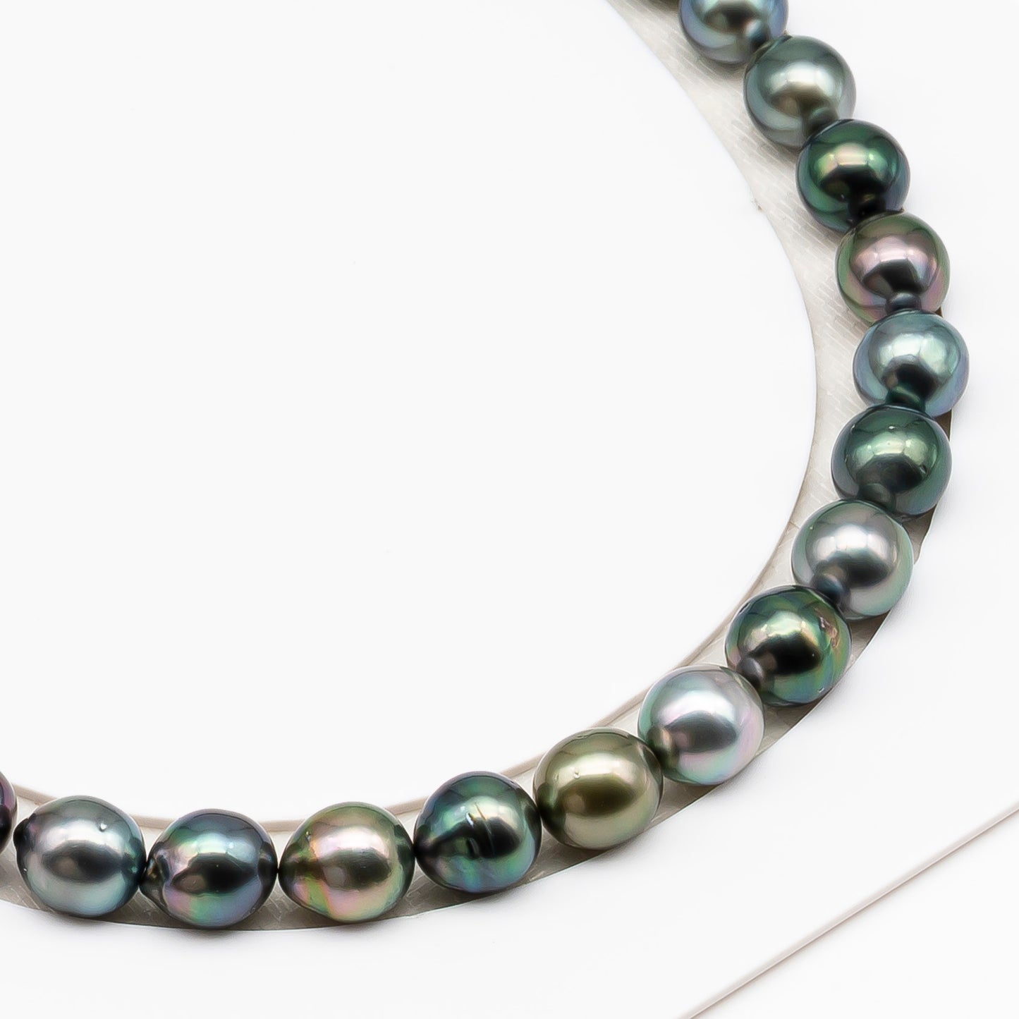 9-10mm Tahitian Pearl in Full Strand (No Hole), Natural Colors with High Luster, Temporarily Strung Pearls for Jewelry Making, SKU # 3190TH