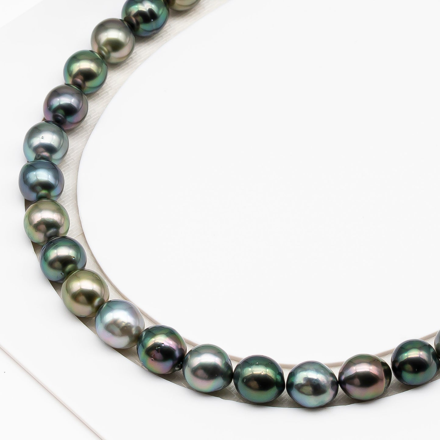 9-10mm Tahitian Pearl in Full Strand (No Hole), Natural Colors with High Luster, Temporarily Strung Pearls for Jewelry Making, SKU # 3190TH
