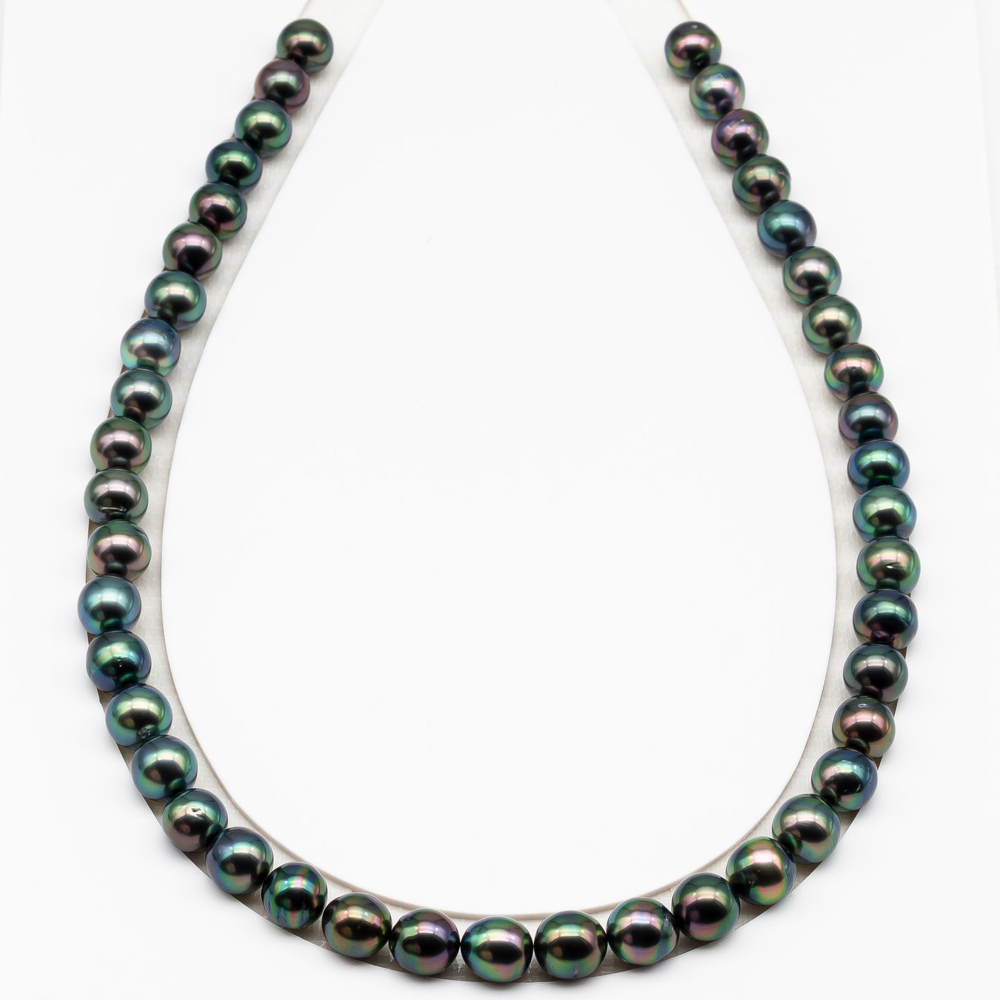 9-10mm Tahitian Pearl in Full Strand (No Hole), Natural Colors with High Luster, Temporarily Strung Pearls for Jewelry Making, SKU # 3191TH