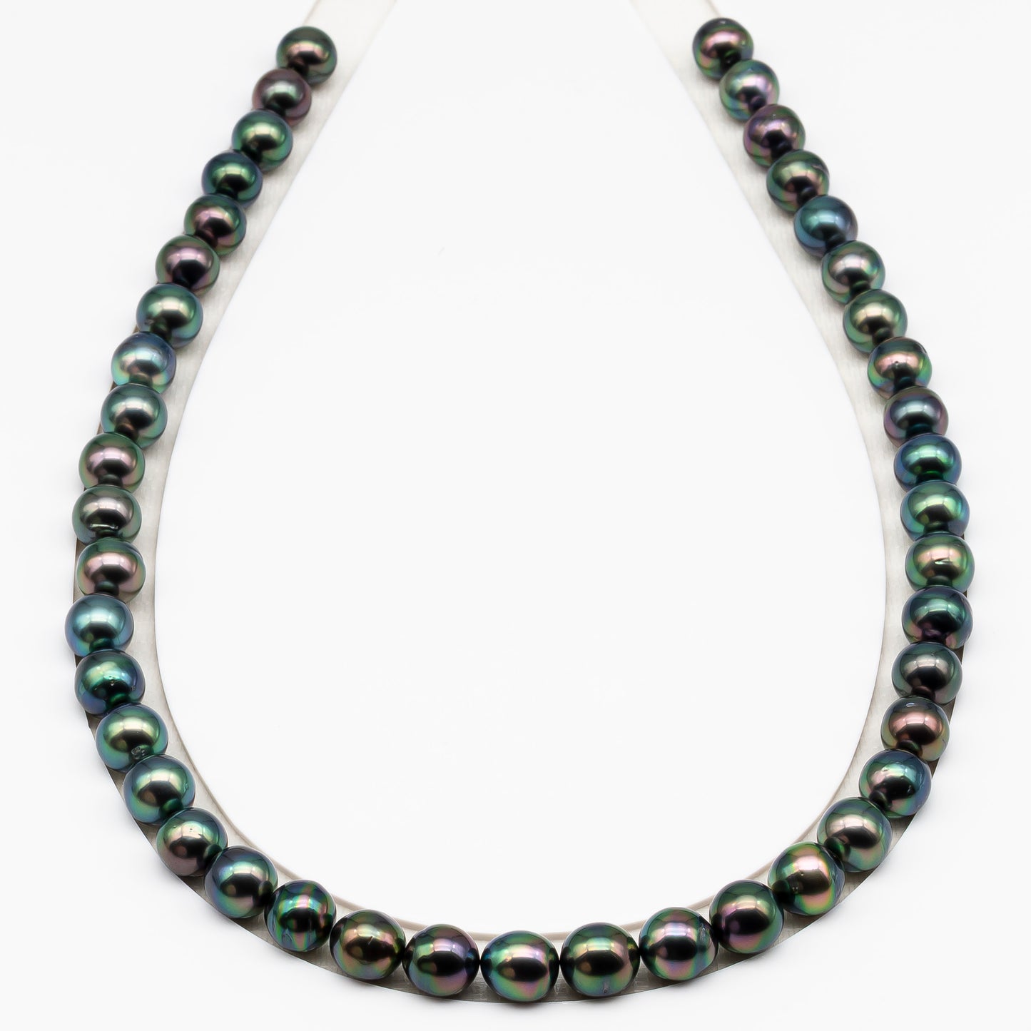 9-10mm Tahitian Pearl in Full Strand (No Hole), Natural Colors with High Luster, Temporarily Strung Pearls for Jewelry Making, SKU # 3191TH