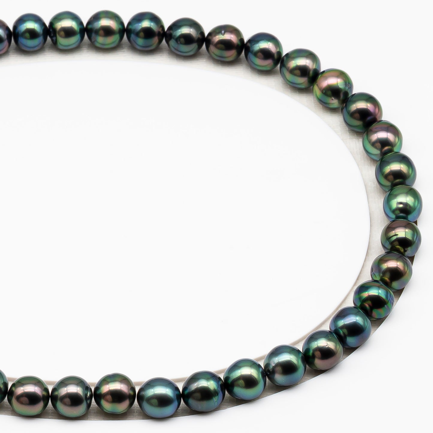 9-10mm Tahitian Pearl in Full Strand (No Hole), Natural Colors with High Luster, Temporarily Strung Pearls for Jewelry Making, SKU # 3191TH