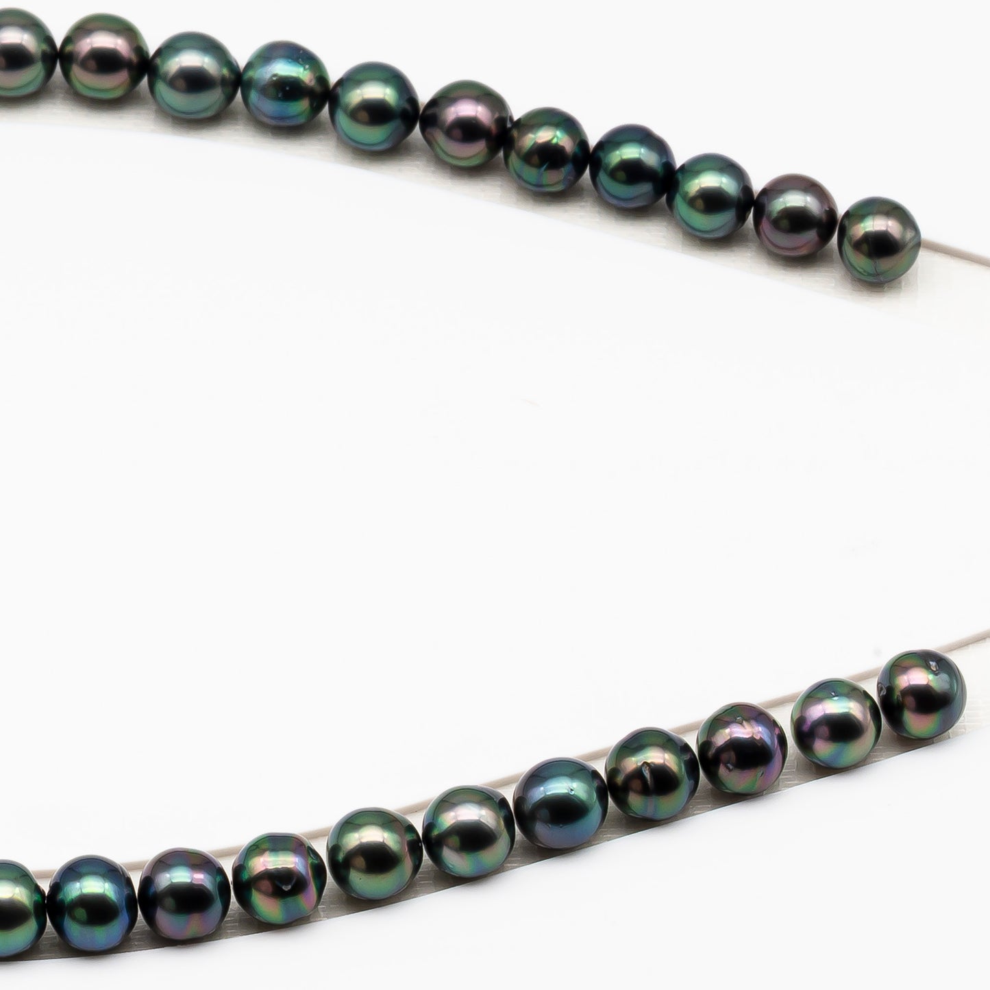9-10mm Tahitian Pearl in Full Strand (No Hole), Natural Colors with High Luster, Temporarily Strung Pearls for Jewelry Making, SKU # 3191TH