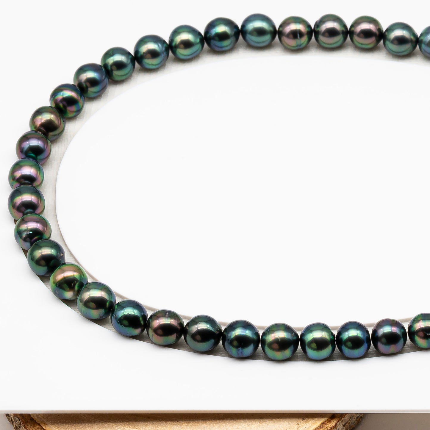 9-10mm Tahitian Pearl in Full Strand (No Hole), Natural Colors with High Luster, Temporarily Strung Pearls for Jewelry Making, SKU # 3191TH
