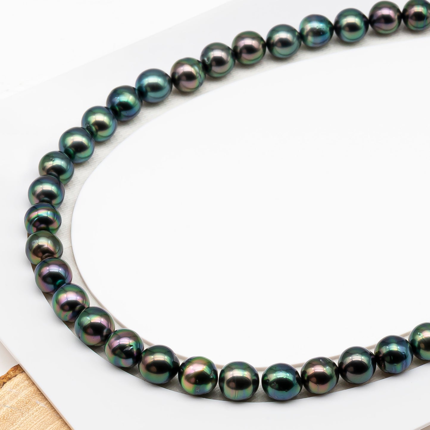9-10mm Tahitian Pearl in Full Strand (No Hole), Natural Colors with High Luster, Temporarily Strung Pearls for Jewelry Making, SKU # 3191TH