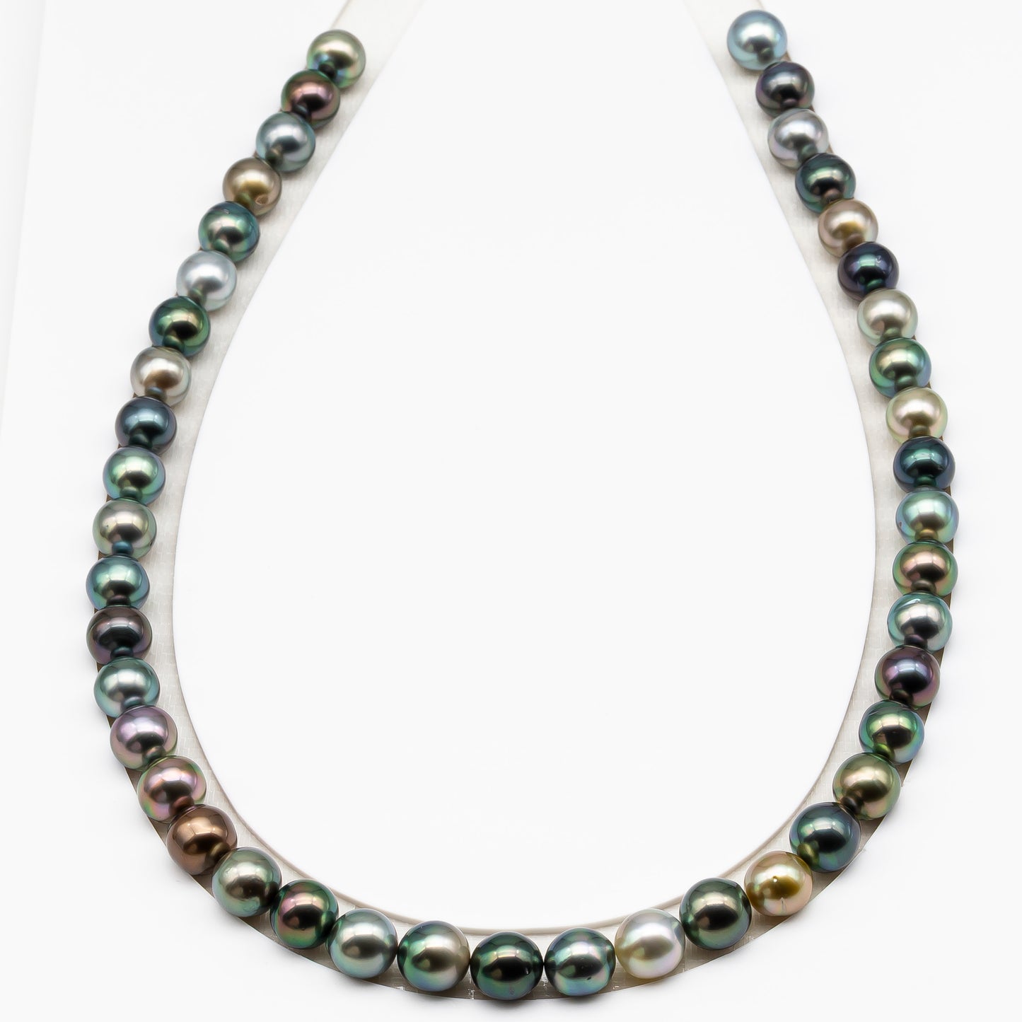 9-10mm Tahitian Pearl in Full Strand (No Hole), Natural Colors with High Luster, Temporarily Strung Pearls for Jewelry Making, SKU # 3192TH