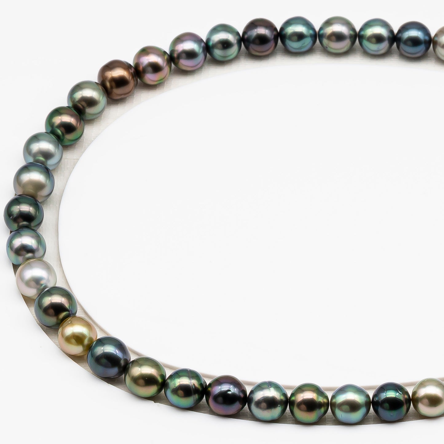 9-10mm Tahitian Pearl in Full Strand (No Hole), Natural Colors with High Luster, Temporarily Strung Pearls for Jewelry Making, SKU # 3192TH