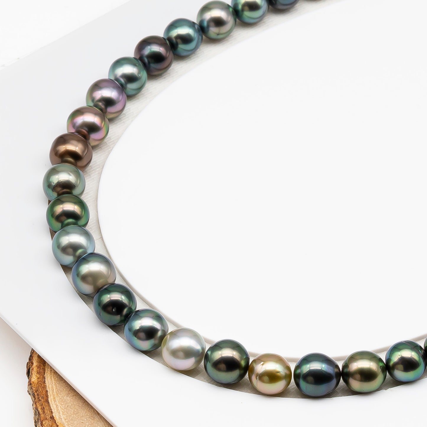 9-10mm Tahitian Pearl in Full Strand (No Hole), Natural Colors with High Luster, Temporarily Strung Pearls for Jewelry Making, SKU # 3192TH