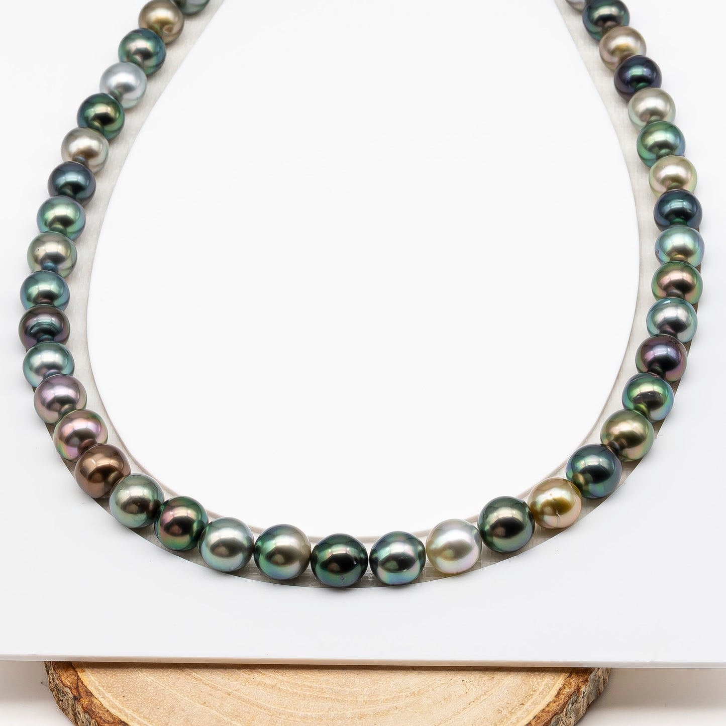 9-10mm Tahitian Pearl in Full Strand (No Hole), Natural Colors with High Luster, Temporarily Strung Pearls for Jewelry Making, SKU # 3192TH