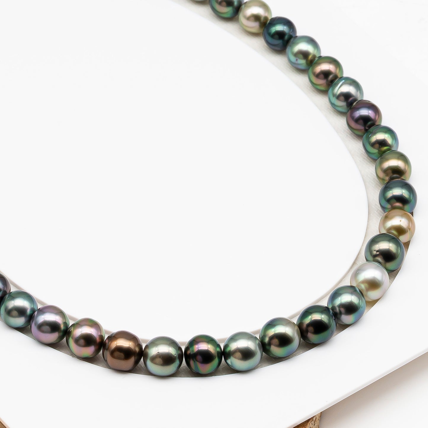 9-10mm Tahitian Pearl in Full Strand (No Hole), Natural Colors with High Luster, Temporarily Strung Pearls for Jewelry Making, SKU # 3192TH
