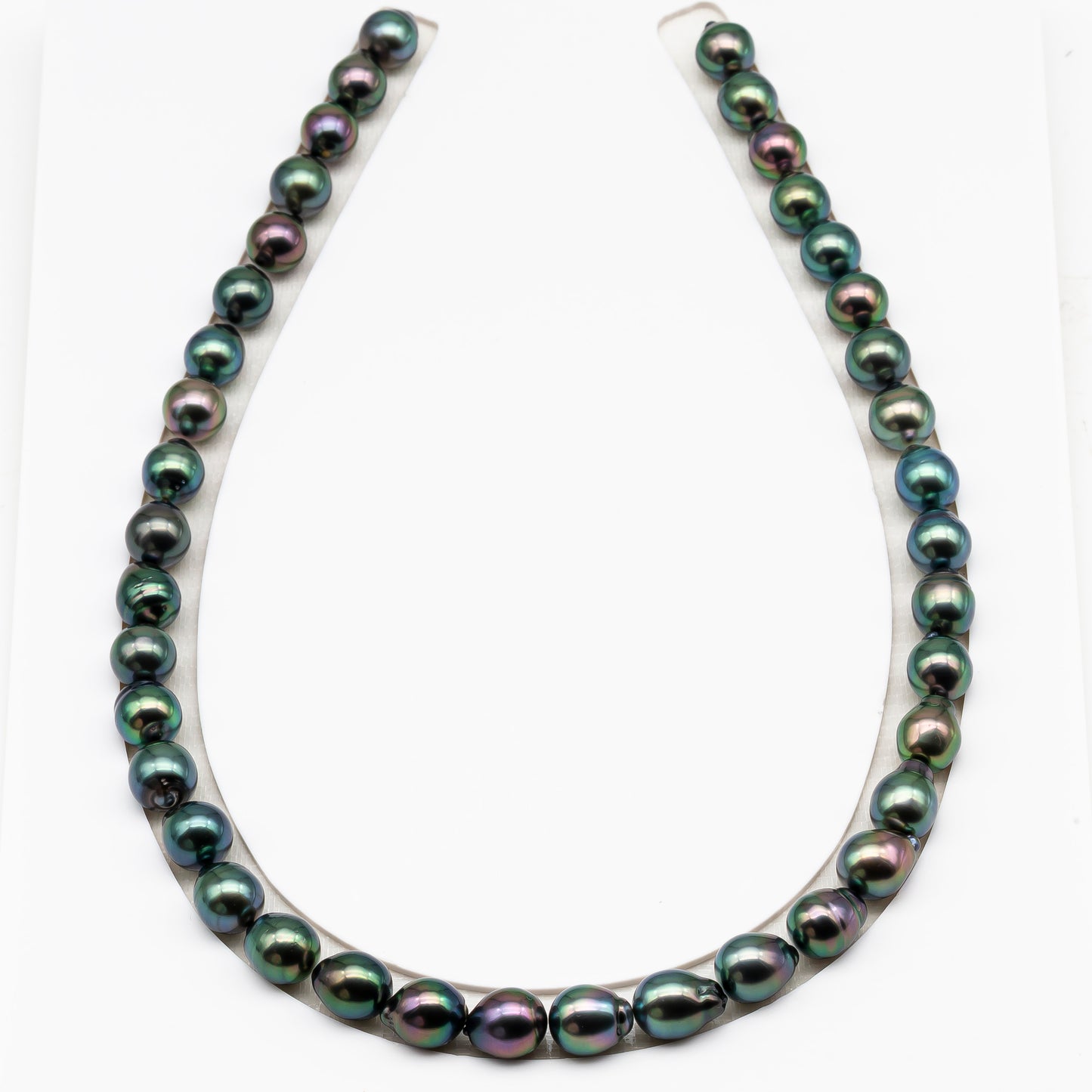 9-10mm Tahitian Pearl in Full Strand (No Hole), Natural Colors with High Luster, Temporarily Strung Pearls for Jewelry Making, SKU # 3193TH
