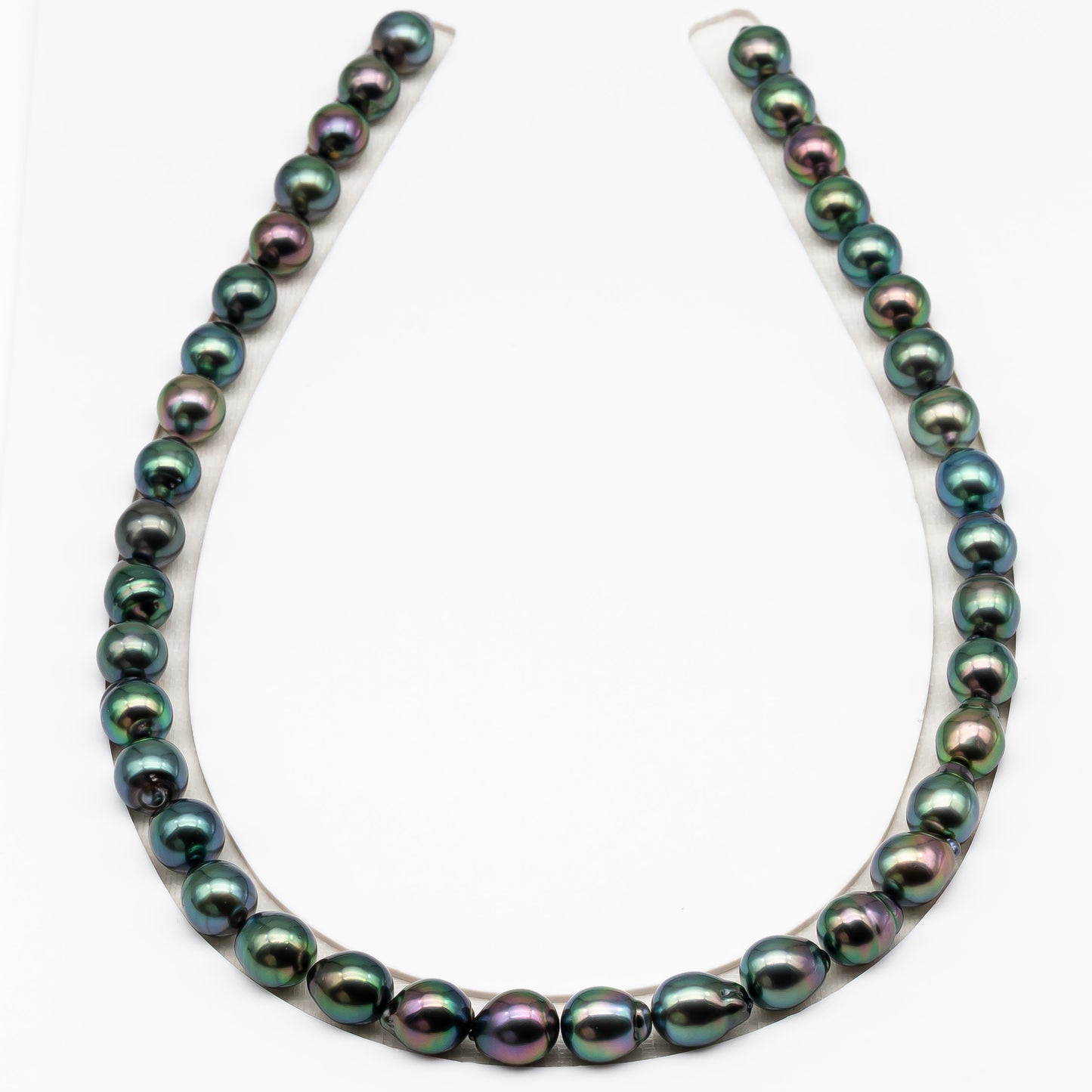 9-10mm Tahitian Pearl in Full Strand (No Hole), Natural Colors with High Luster, Temporarily Strung Pearls for Jewelry Making, SKU # 3193TH