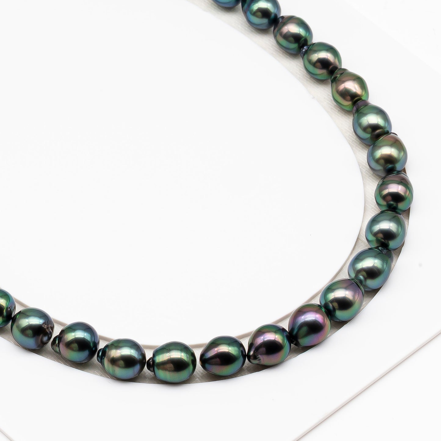 9-10mm Tahitian Pearl in Full Strand (No Hole), Natural Colors with High Luster, Temporarily Strung Pearls for Jewelry Making, SKU # 3193TH