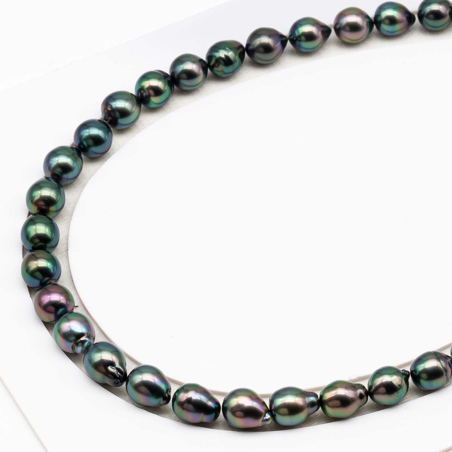 9-10mm Tahitian Pearl in Full Strand (No Hole), Natural Colors with High Luster, Temporarily Strung Pearls for Jewelry Making, SKU # 3193TH