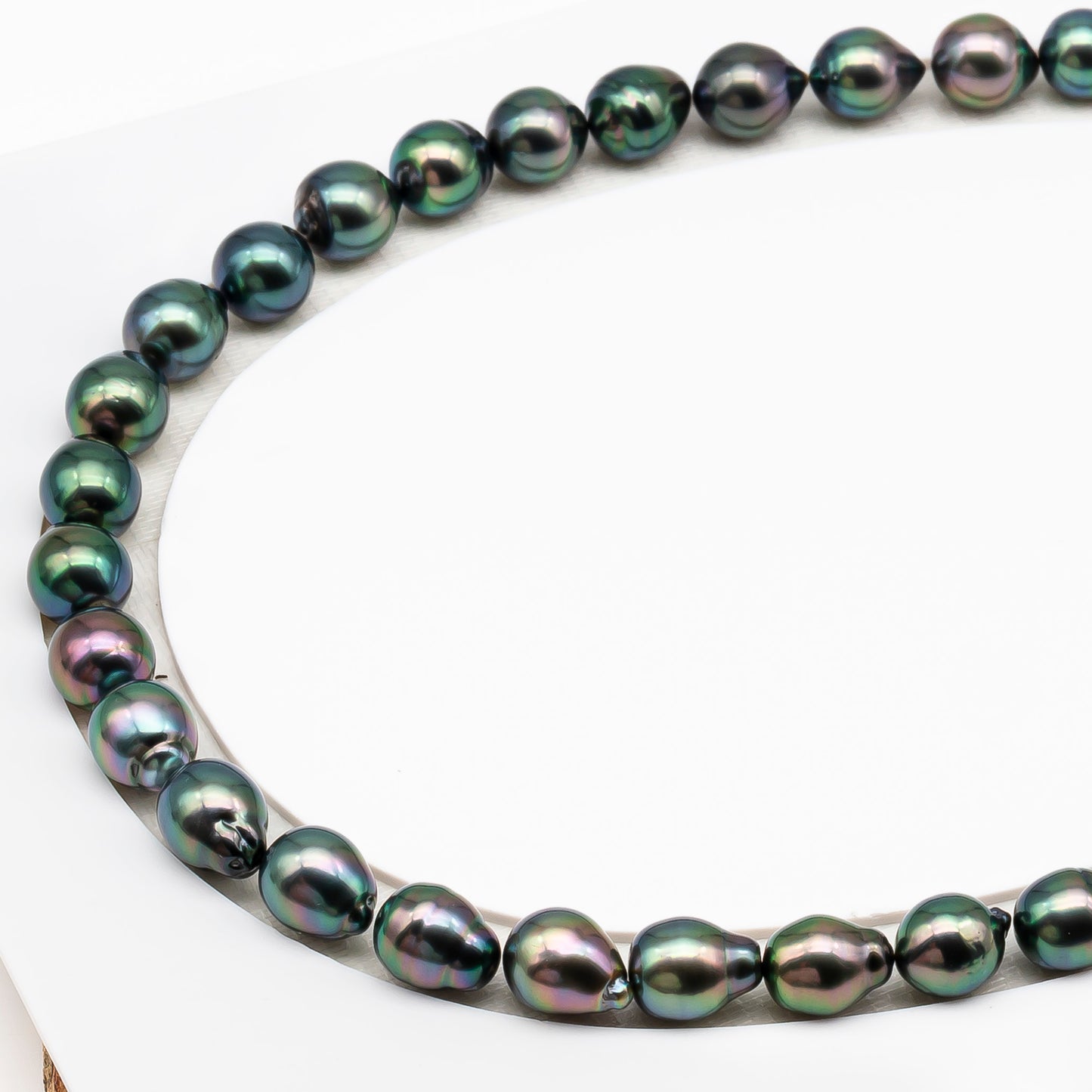 9-10mm Tahitian Pearl in Full Strand (No Hole), Natural Colors with High Luster, Temporarily Strung Pearls for Jewelry Making, SKU # 3193TH