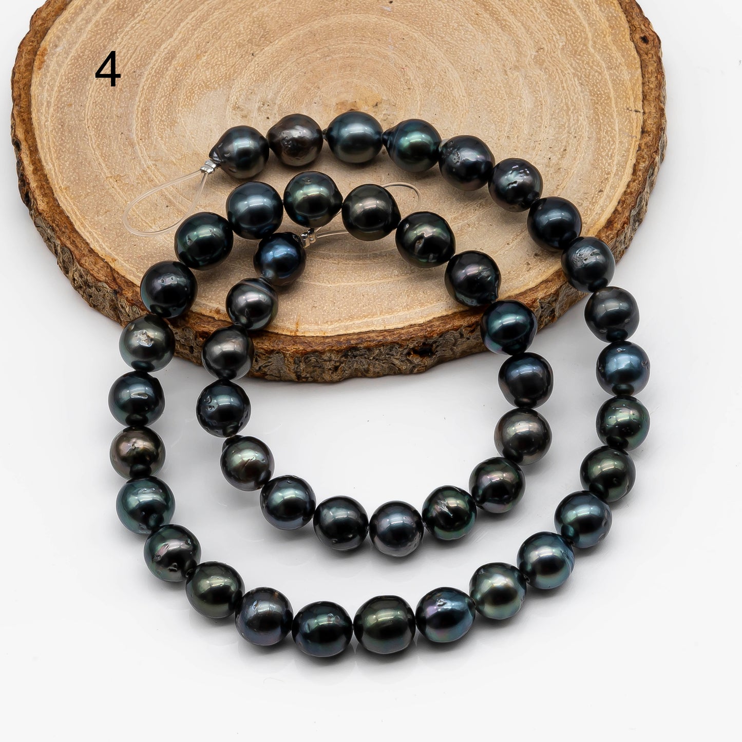 8-9mm Round Tahitian Pearl in Full Strand with Natural Color and High Luster, For Jewelry Making with Blemishes, SKU #2068TH