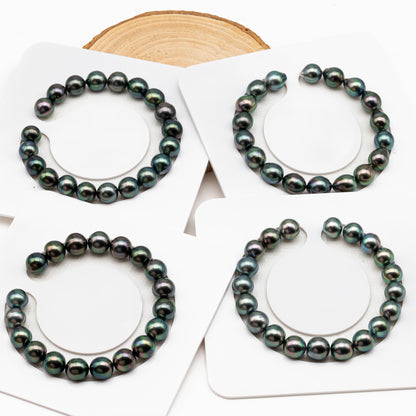 9-10mm Tahitian Pearl Short Strand (No Hole), Near Round or Drop with High Luster and Natural Colors, SKU # 3194TH