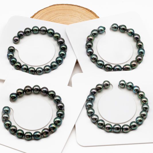 9-10mm Tahitian Pearl Short Strand (No Hole), Near Round or Drop with High Luster and Natural Colors, SKU # 3194TH