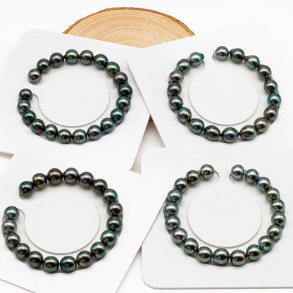 9-10mm Tahitian Pearl Short Strand (No Hole), Near Round or Drop with High Luster and Natural Colors, SKU # 3194TH
