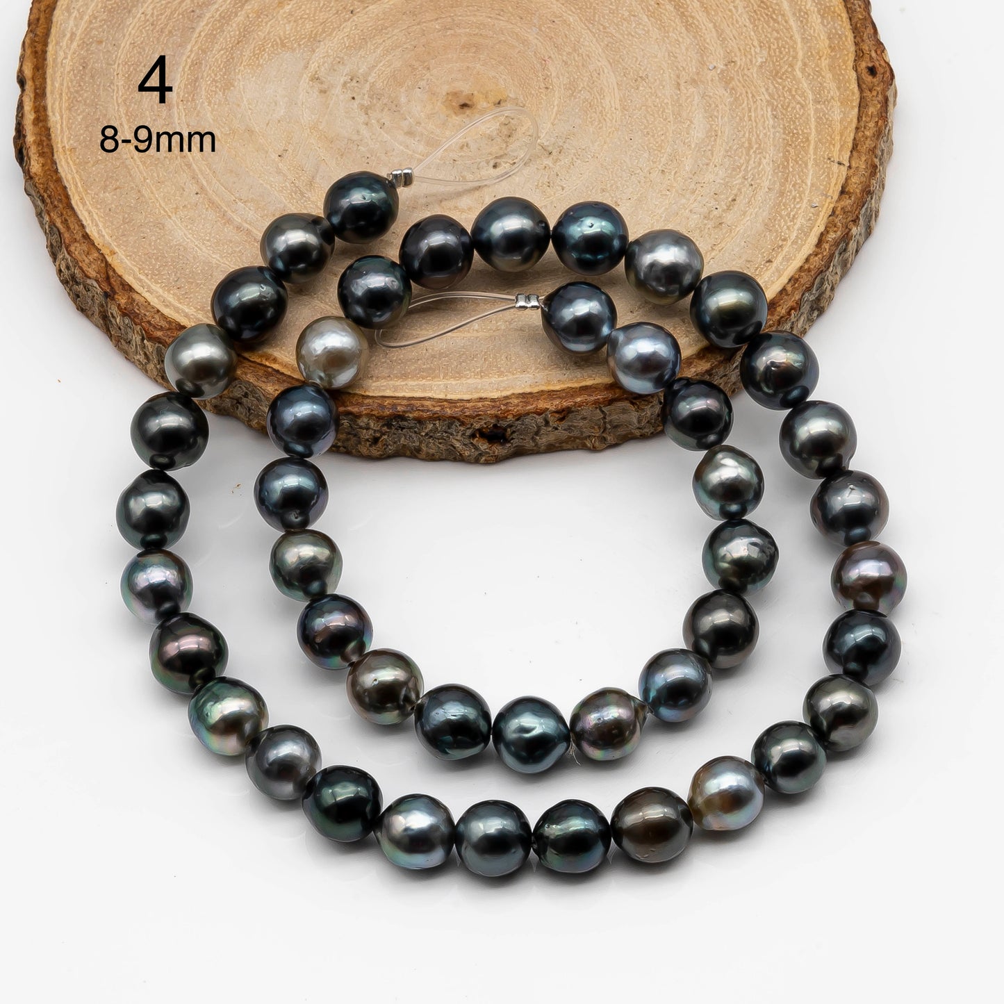 8-11mm Tahitian Pearl in Full Strand with All Natural Color with High Luster for Jewelry Making, SKU# 2069TH