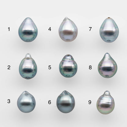 8-9mm Tahitian Pearl Drop with High Luster and Natural Color in Silver Blue with Minor Blemish, Loose Single Piece Undrilled, SKU # 2071TH