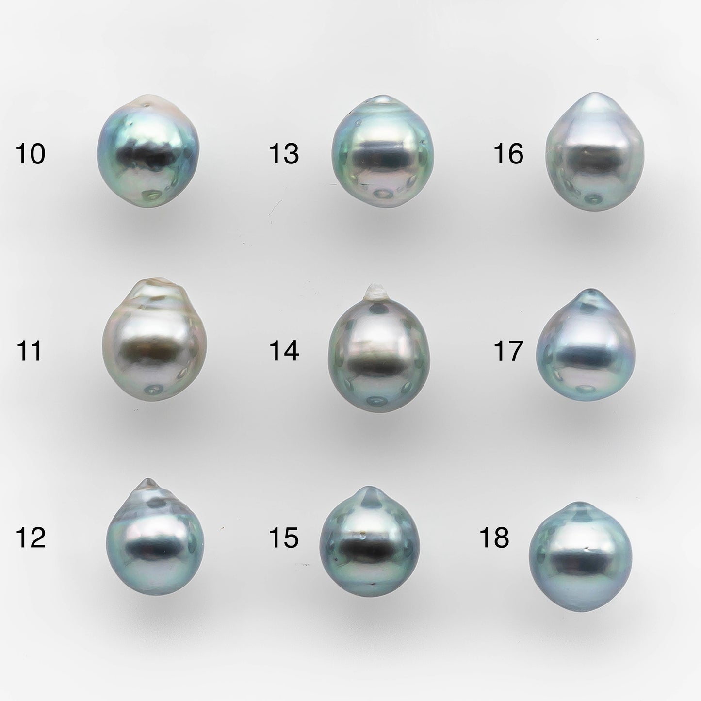 8-9mm Tahitian Pearl Drop with High Luster and Natural Color in Silver Blue with Minor Blemish, Loose Single Piece Undrilled, SKU # 2071TH