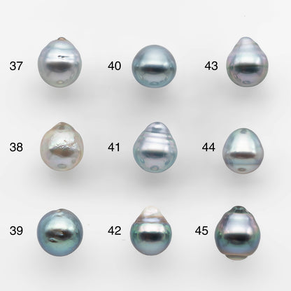 8-9mm Tahitian Pearl Drop with High Luster and Natural Color in Silver Blue with Minor Blemish, Loose Single Piece Undrilled, SKU # 2071TH