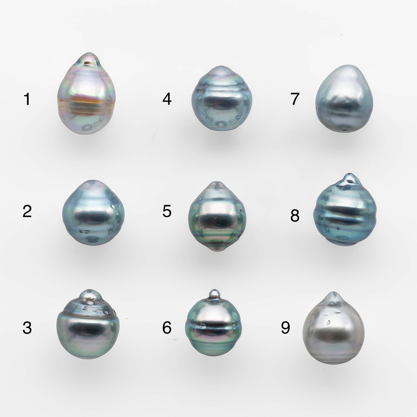 8-9mm Tahitian Pearl Drop with High Luster and Natural Color in Silver Blue with Minor Blemish, Loose Single Piece Undrilled, SKU # 2072TH