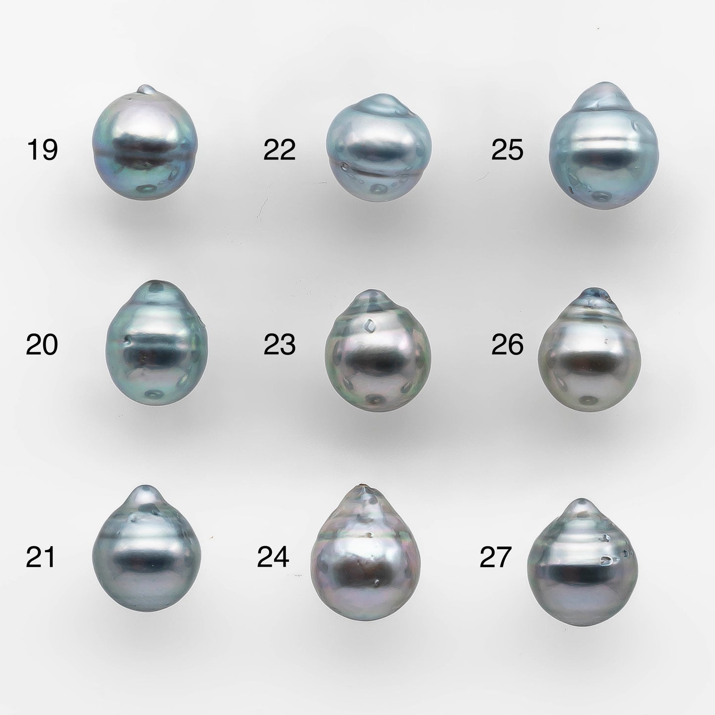 8-9mm Tahitian Pearl Drop with High Luster and Natural Color in Silver Blue with Minor Blemish, Loose Single Piece Undrilled, SKU # 2072TH