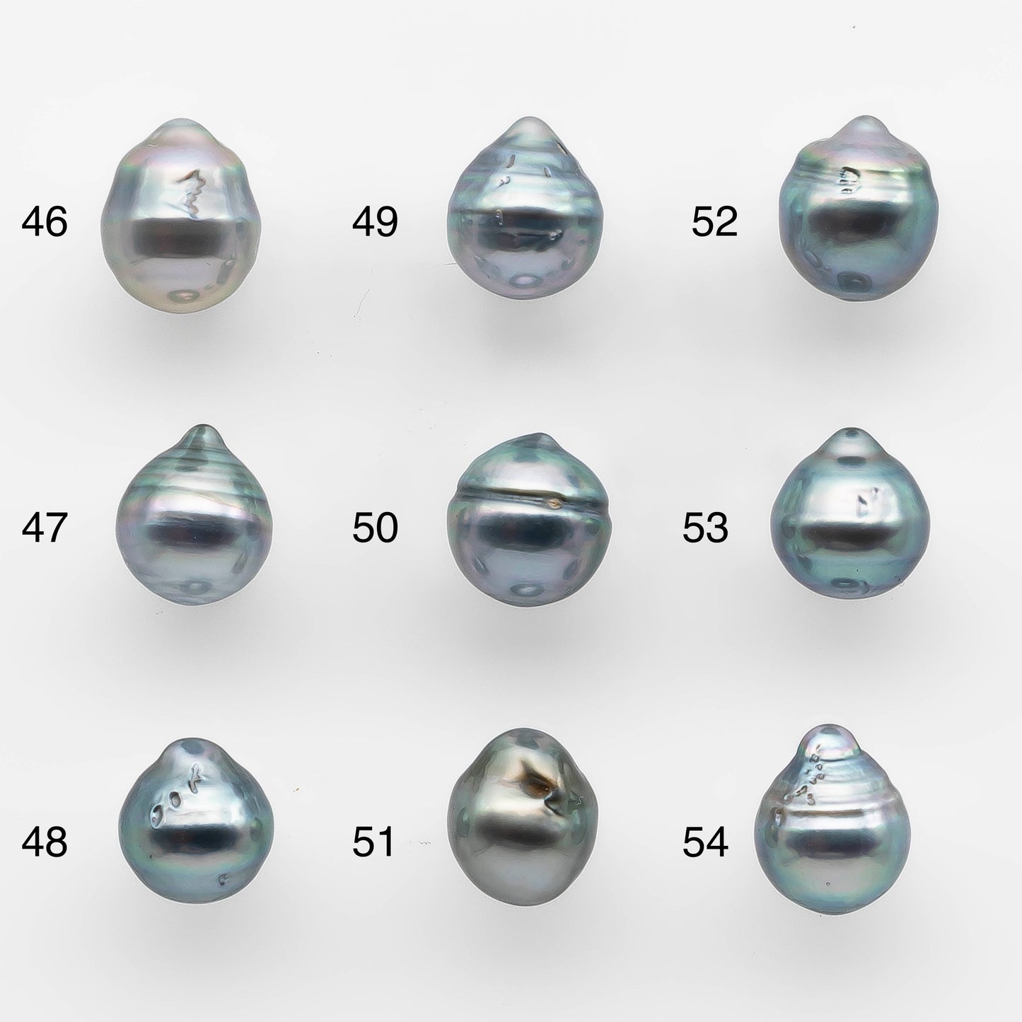 8-9mm Tahitian Pearl Drop with High Luster and Natural Color in Silver Blue with Minor Blemish, Loose Single Piece Undrilled, SKU # 2072TH