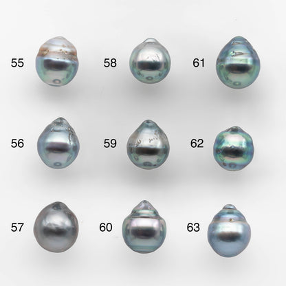 8-9mm Tahitian Pearl Drop with High Luster and Natural Color in Silver Blue with Minor Blemish, Loose Single Piece Undrilled, SKU # 2072TH