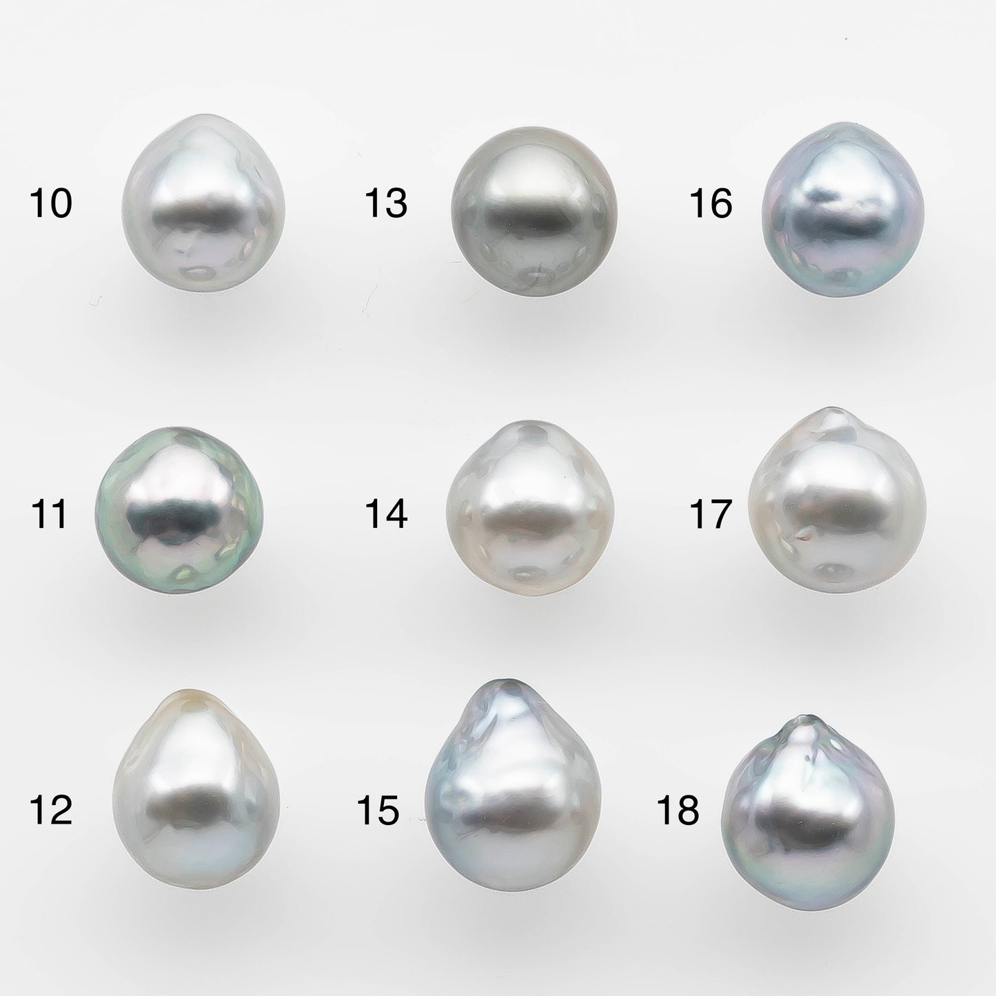 10-11mm Tahitian Pearl Drop with High Luster and Natural Color in Silver Blue, Loose Single Piece Undrilled, SKU # 2074TH