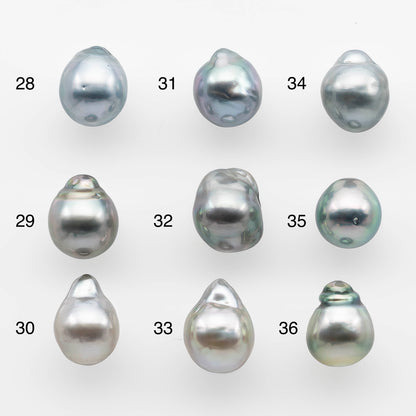 10-11mm Tahitian Pearl Drop with High Luster and Natural Color in Silver Blue, Loose Single Piece Undrilled, SKU # 2074TH