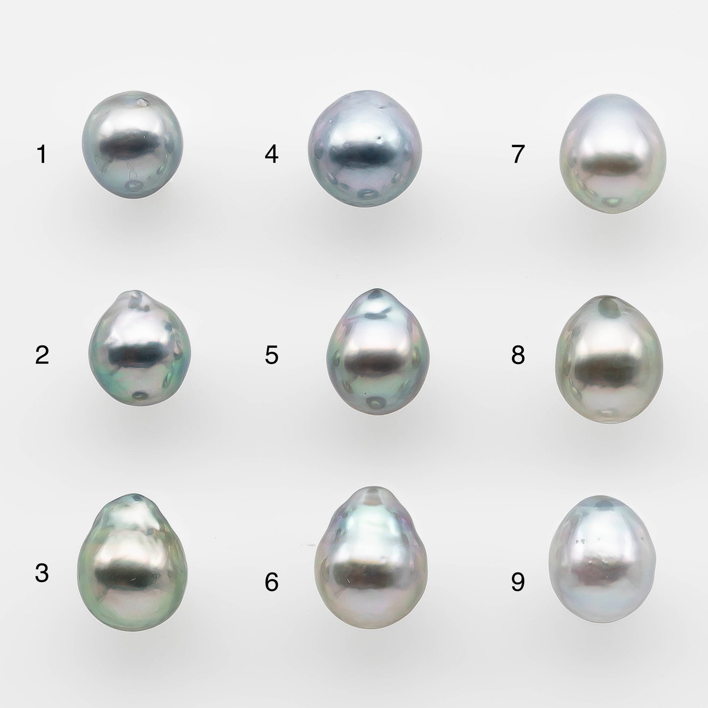 8-9mm High Quality Tahitian Pearl in Silver Blue or Gray Natural Color and Very Nice Luster, Single Piece Loose Undrilled, SKU # 2080TH