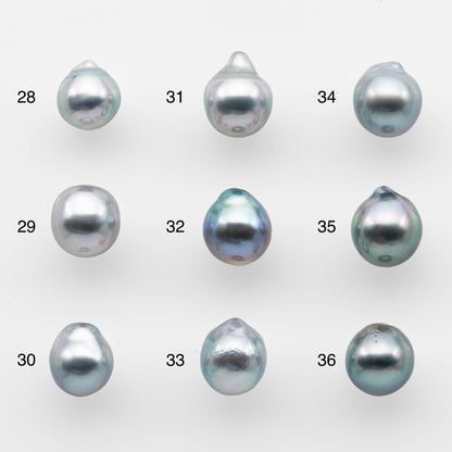 8-9mm High Quality Tahitian Pearl in Silver Blue or Gray Natural Color and Very Nice Luster, Single Piece Loose Undrilled, SKU # 2080TH