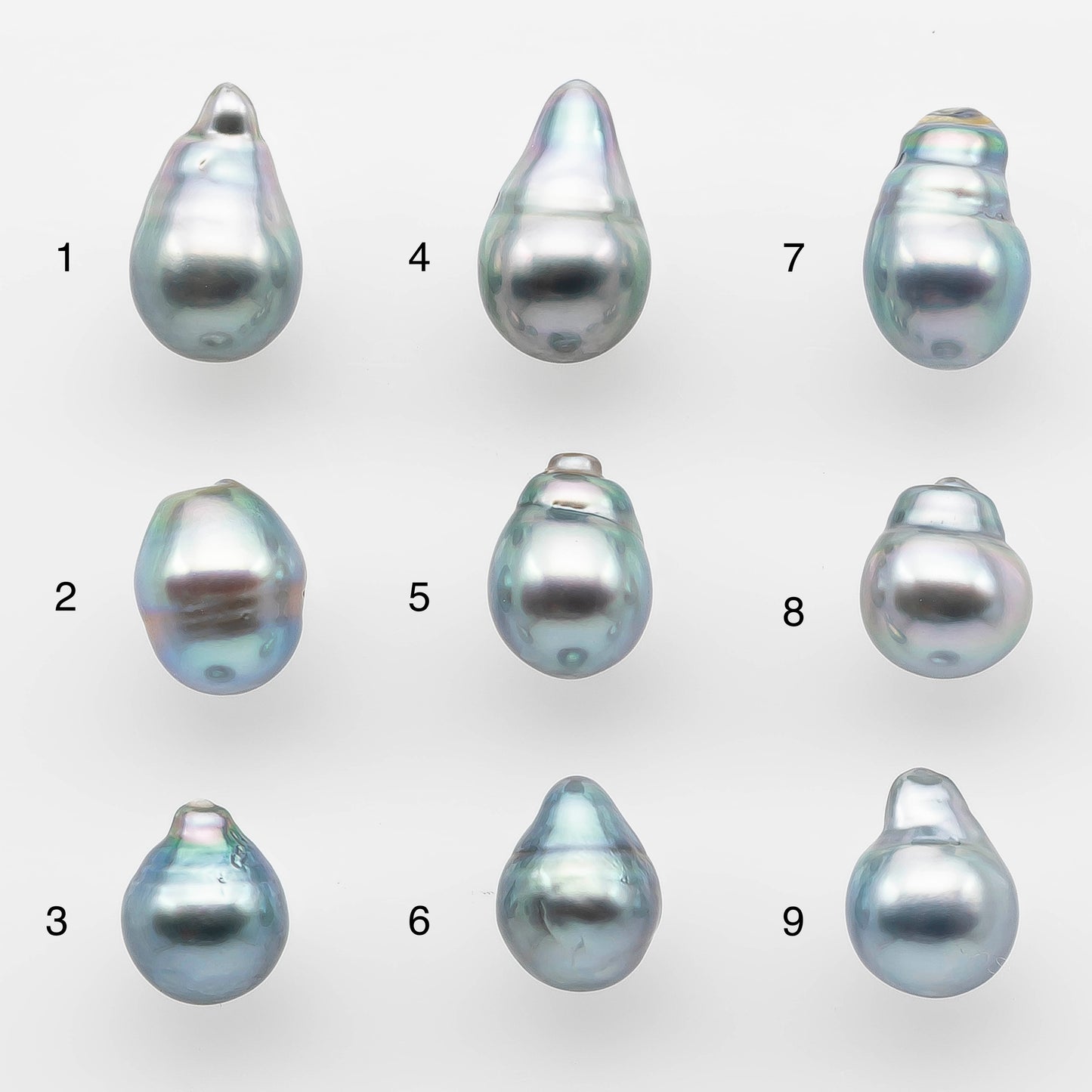 8-9mm High Quality Tahitian Pearl in Silver Blue or Gray Natural Color and Very Nice Luster, Single Piece Loose Undrilled, SKU # 2081TH