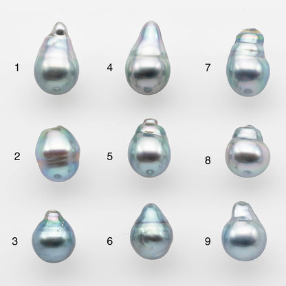 8-9mm High Quality Tahitian Pearl in Silver Blue or Gray Natural Color and Very Nice Luster, Single Piece Loose Undrilled, SKU # 2081TH