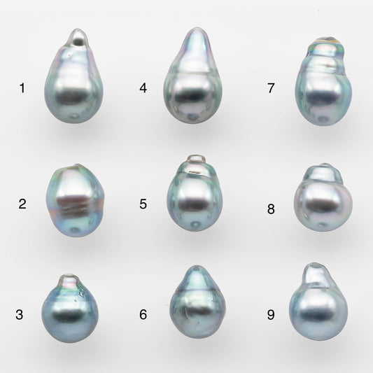 8-9mm High Quality Tahitian Pearl in Silver Blue or Gray Natural Color and Very Nice Luster, Single Piece Loose Undrilled, SKU # 2081TH