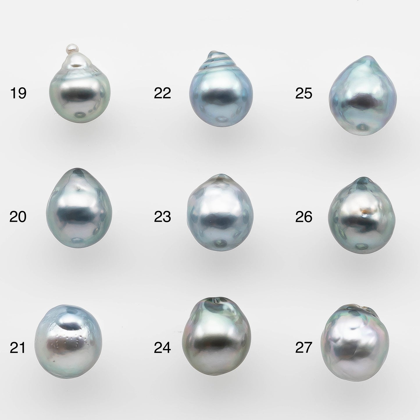 8-9mm High Quality Tahitian Pearl in Silver Blue or Gray Natural Color and Very Nice Luster, Single Piece Loose Undrilled, SKU # 2081TH