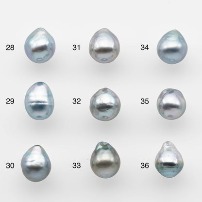 8-9mm High Quality Tahitian Pearl in Silver Blue or Gray Natural Color and Very Nice Luster, Single Piece Loose Undrilled, SKU # 2081TH