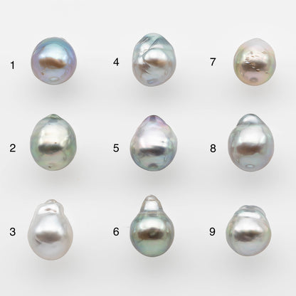 8-9mm Tahitian Pearl Drop with High Luster and Natural Color in Silver Blue with Minor Blemishes, Loose Single Piece Undrilled, SKU # 2082TH