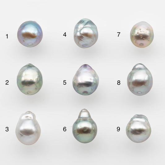 8-9mm Tahitian Pearl Drop with High Luster and Natural Color in Silver Blue with Minor Blemishes, Loose Single Piece Undrilled, SKU # 2082TH